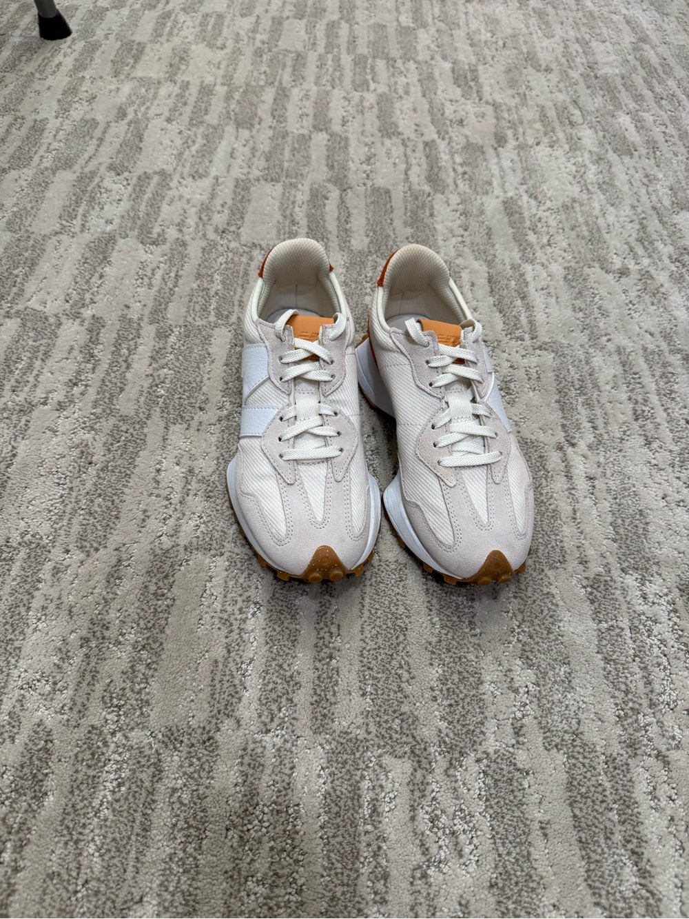 Women's 327 Mesh & Suede Sneaker in Cream with Orange Accent - Picture 2 of 2